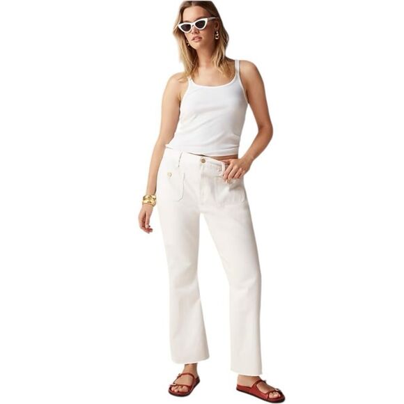 J. Crew Denim - J Crew Sailor mid-rise relaxed‎ demi-boot jean in white Womens Size 31 White